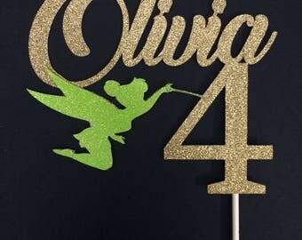 Tinkerbell Birthday Cake Topper,Glitter,Custom,Tinkerbell Cake Topper, Tink,Birthday Cake Topper, 1-Ct.