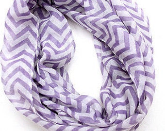 HOLIDAY SALES 30% OFF*** light purple and White Chevron Print Infinity Scarf, spring scarf, summer scarf, autumn scarf, loop scarf
