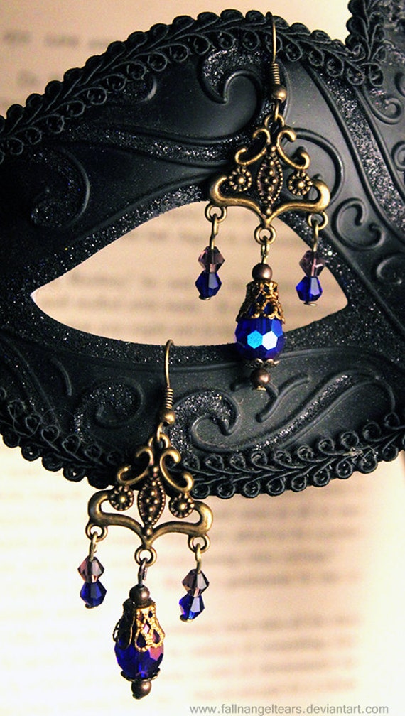 Iridescent Blue & Bronze Chandelier Earrings by FallnAngelCreations steampunk buy now online