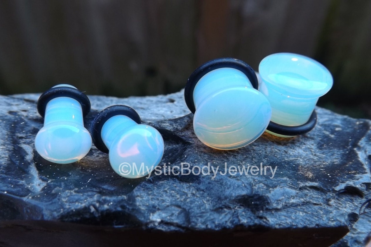 Opalite Ear Plugs Clear Transparent Plug Stone 4g Single Flair