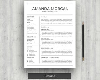 Modern Resume Resume Template  CV Template for Word  Professional Resume Design  Modern Resume with Cover Letter  Two Page Resume  Instant Download