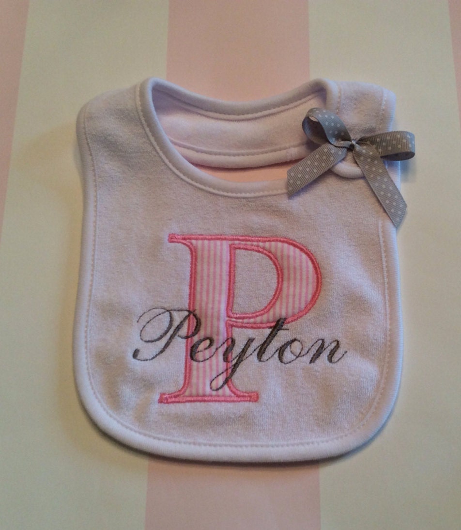 Embroidered Personalized Baby Bib New Baby Girl Name Bib with