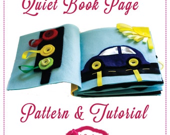 Quiet Book Pattern - Car Page PDF Pattern and Illustrated Tutorial for No Sew Quiet Book Page with Applique Car and Traffic Light.