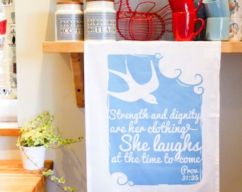 Cotton Tea Towel - She laughs at the time to come