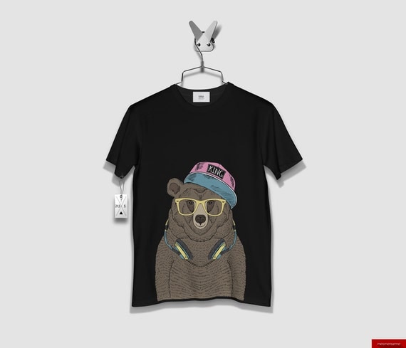 Cute Bear With Headphones T Shirt Fashion Animal Tee by NaNaArtPet