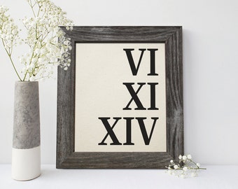 Cotton anniversary gift for men, Roman Numeral Cotton Print, 2nd anniversary gift, 2 year together - CA0101