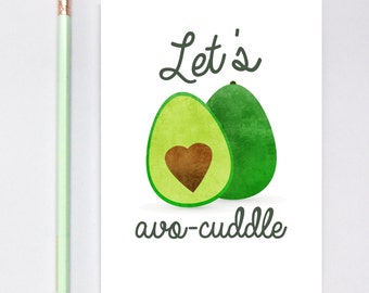 Let's Avocuddle Greeting Card, Long Distance Boyfriend Gift, Boyfriend Gift, Long Distance Relationship, LDR Cards, Greeting Cards, Avocado