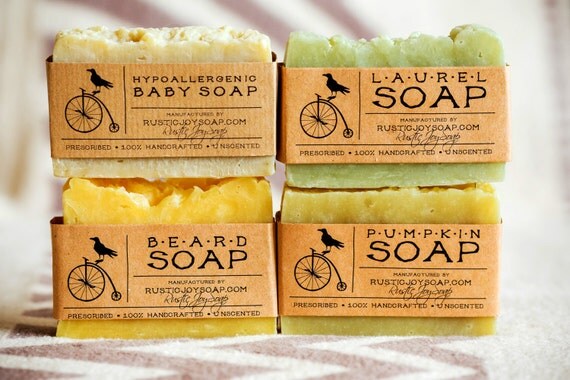 BEARD SOAP SET 4 natural soaphomemade by RusticJoySoap on Etsy