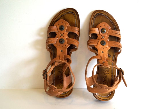 Boho Sandals. Womens genuine leather brown shoes by VERO CUOIO