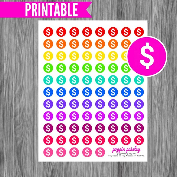 Dollar Sign Printable Stickers // Used with by KarenAtHomeDesigns