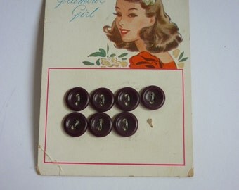1940s Illustrated Button Card "Glamour Girl"