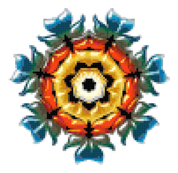 Rainbow Snowflake Ornament Counted Cross Stitch Pattern