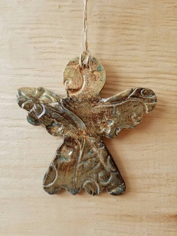 Angel Christmas Ornament Handmade Pottery Ornament Ceramic