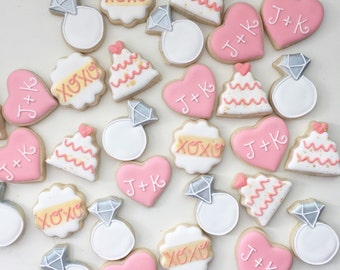 Wedding cookies, Wedding favors, Mini cookies, Treat Table, Customizable, Engagement cookies