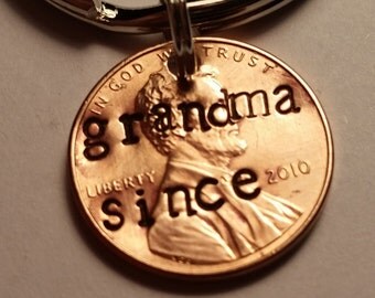 Grandma Since Penny Keychain, Grandmother Gift, New Grandma Gift, Keychain, Lucky Penny Keychain, Grandma Keychain, New Grandmother