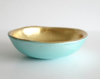 Mint green trinket dish, ring dish, Mint and gold, bridesmaid gift, jewellery dish, gifts for her, wedding gift, wedding present