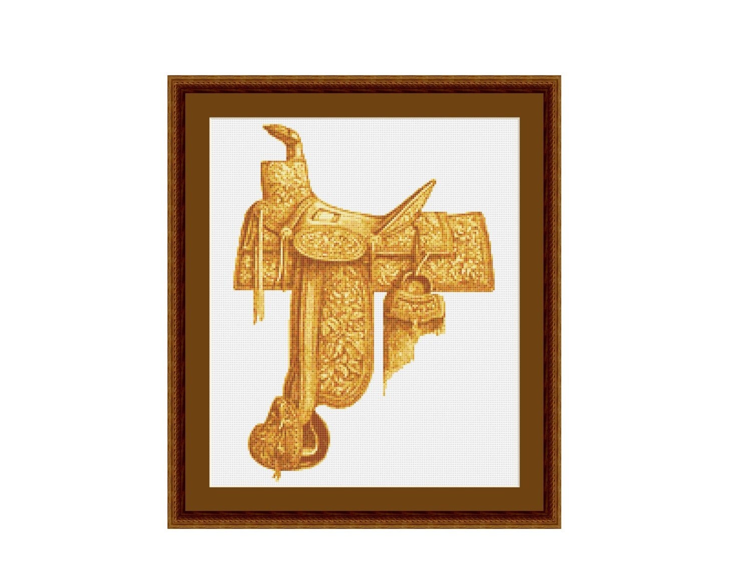Western Saddle Cross Stitch Pattern Instant by NeedleAndFloss