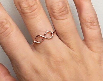 Infinity Rose Gold Ring, Wire ring, Rose gold ring, Infinity ring, Bridesmaid ring, Friendship ring, Ring, Rose gold jewellery, Love ring