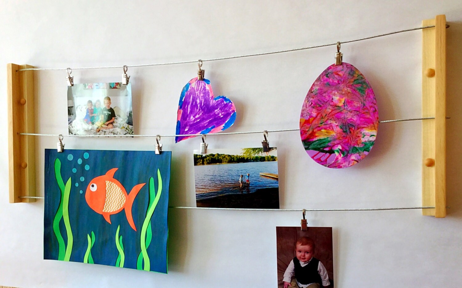 Cable art display kids art display Wire picture by WiredWood