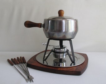 Mid Century Stainless Steel Fondue Set - Complete Set