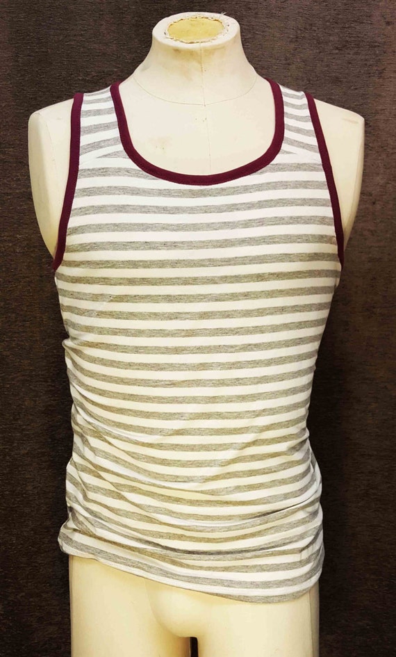 Items similar to Mens Grey-White Striped tank top on Etsy