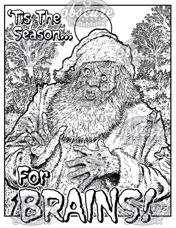 Digital Zombie Coloring Page SANTA CLAUS 'Tis the