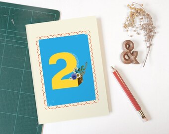 015 # Two-Vintage Dried Flower/Second Aniversary / Digital Print Poster / Lifestyle Decor / Invitation / Card / Instant download Design
