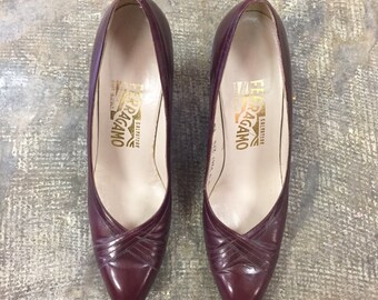 Vintage Ferragamo Burgundy Pumps