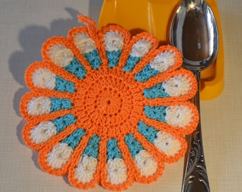 Colorful Flower Crocheted Hot Pad/Pot Holder *Frances*