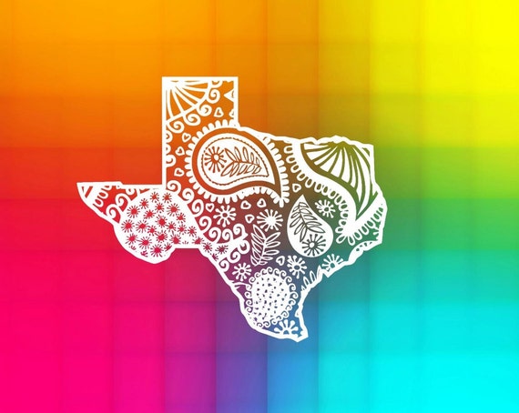 Download Texas state doodle design SVG and DXF Cut File for Silhouette