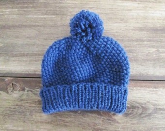 Items similar to Knit Baby Hat - Hand Knitted Newborn Baby Hat Beanie ...