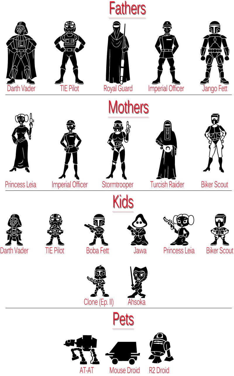 Download Star Wars Silhouettes Family Stick Figure SVG Cut Files