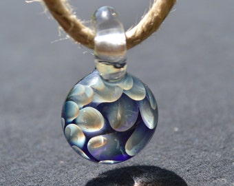 Hand Blown Glass Pendant - Silver Fumed Implosion