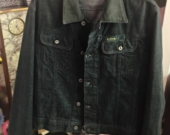 Diesel denim jacket / large / like new / Cordroy collar / frayed hem cuff finish / uni sexed / early 1990's