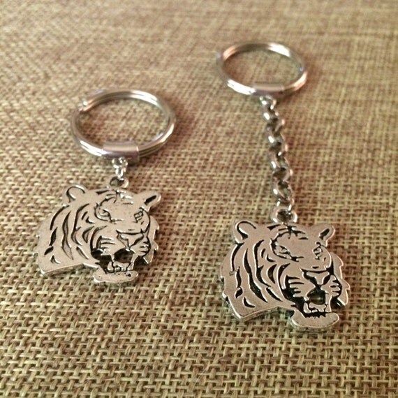 Tiger Key Chain / Silver Tiger Keychain / Tiger Key Ring