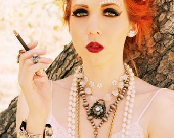 Stunningly Bold GOTHIC CROSS and Old MERCURY Dime Custom made necklace Ooak