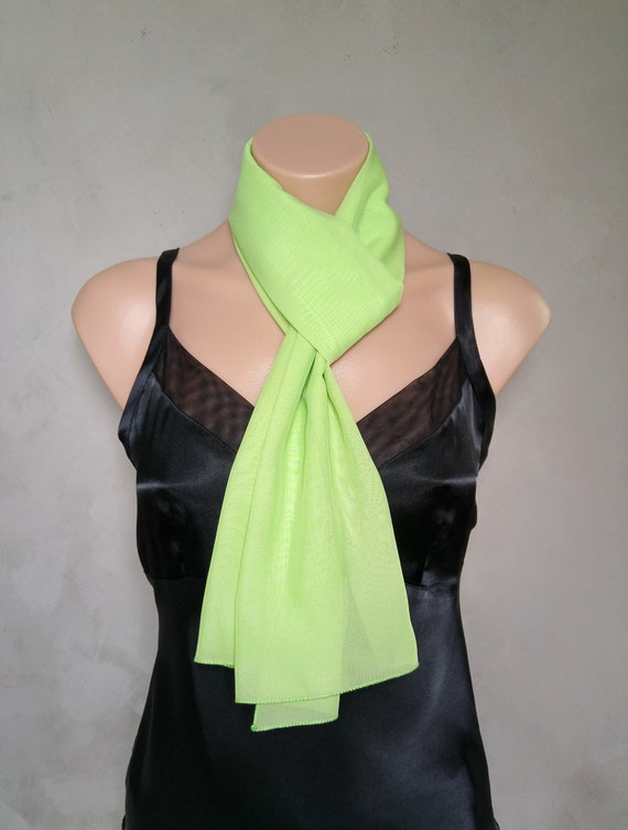 Green Sheer Chiffon Skinny Scarf Mint Green Scarf Daphne Scarf Green Chiffon Scarf Light Green Scarf Sheer Green Skinny Scarf Sheer Green