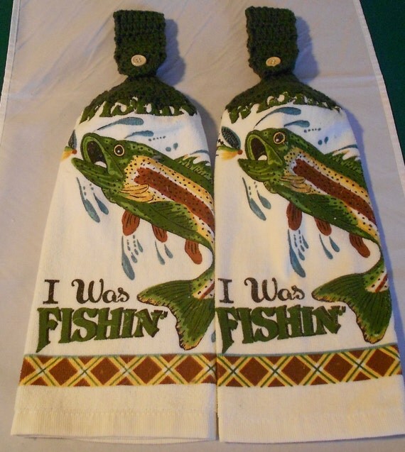 Trout Fishing theme handle top towel set Fisherman Theme