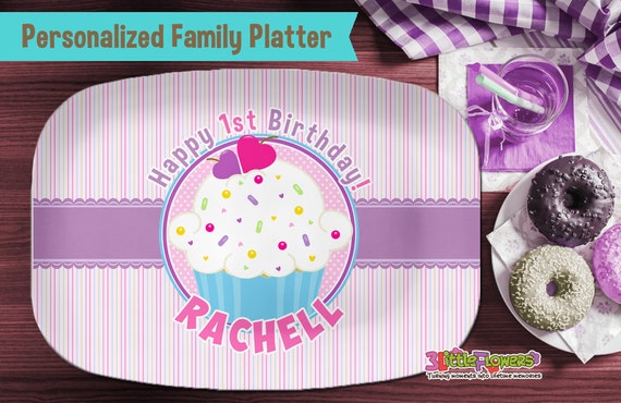 cupcake birthday platter personalized