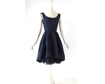 50s Party Dress | 1950s Dress | Bonwit Teller | Peekaboo Hem Dress | XXS