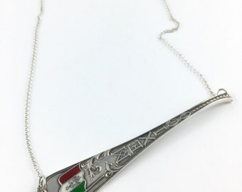 Mexico Necklace, Mexican Flag, Mexico Charm, Spoon Necklace, Spoon Jewelry, Mexico Jewelry, Mexico Gift, Mexico Woman, Mexico Souvenir