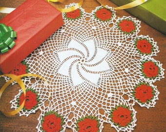 Crochet Rose Centerpiece Doily Vintage Pattern