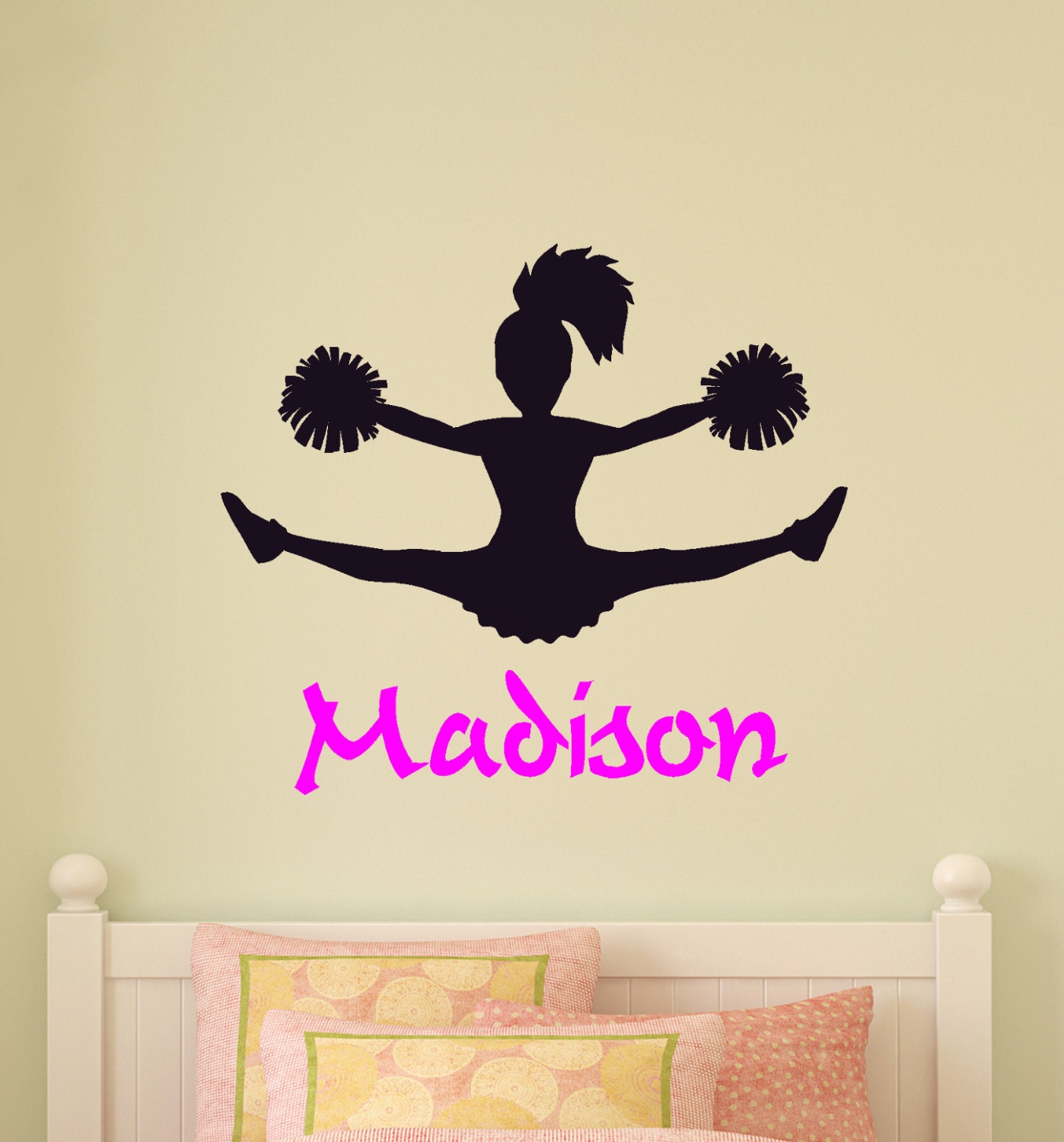 Cheerleader Wall Decal Girls Bedroom Personalized Room Decor