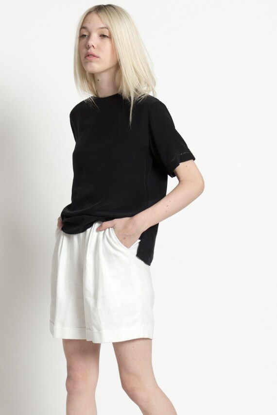 vintage 90s simple black silk boxy sleeve blouse with vintage 90s simple black silk boxy sleeve blouse with