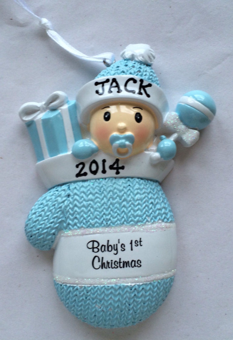 Personalized Baby Boy's First Christmas Ornament Baby
