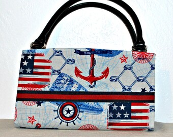 Red White Blue Nautical Magnetic Bag Shell Cover