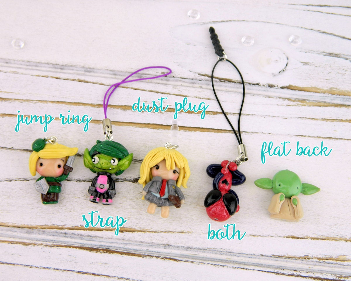 Custom character cell phone charm ANY by LoveyDoveyDollies on Etsy
