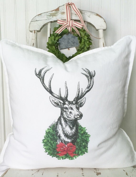 Deer Christmas Decor Pillow Cover Farmhouse Decor Deer Christmas Decor Pillow Cover Farmhouse Decor