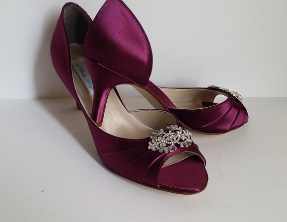 burgundy dress and silver shoes