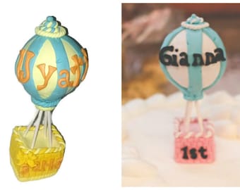 Cake Hot Air Balloon Cake Topper First Birthday Personalized Custom Keepsake with Name Age and Date